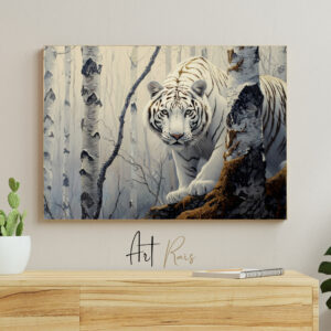 Tigre Blanc dans la Forêt de Bouleaux