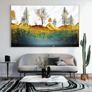 Tableau Paysage Doré "Forêt Enchantée"