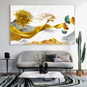 Tableau Moderne "Élan Doré en Liberté