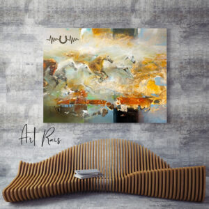 Tableau Abstrait "Énergie Sauvage des Chevaux